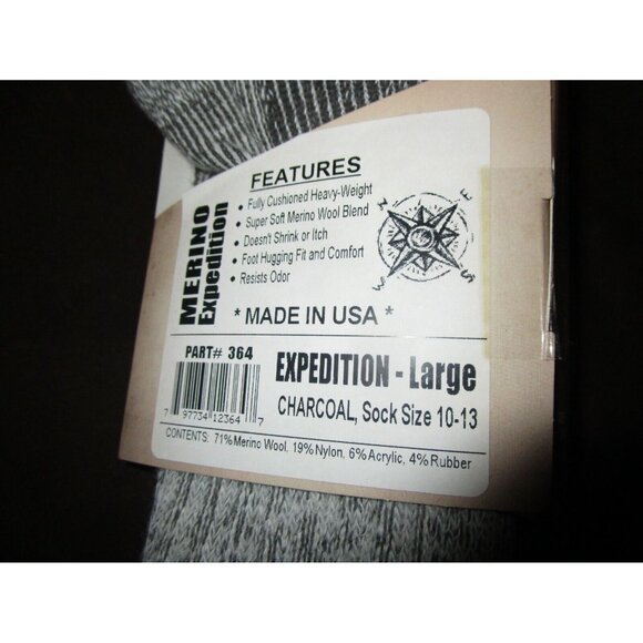 1 Pair Large High Rock Merino Wool Expedition Socks 10-13 Made in USA - Picture 4 of 5